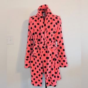 Victoria's Secret Pink Super Soft Plush Polka Dots Robe Mauve Sz Xs/Small